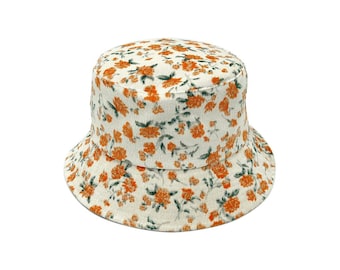 Sombrero de cubo floral, lindo regalo de sombrero de cubo, regalo de sombrero floral unisex, sombrero de cubo acogedor de invierno, sombrero de talla única, sombrero de cubo de moda, sombrero de cubo de mujer