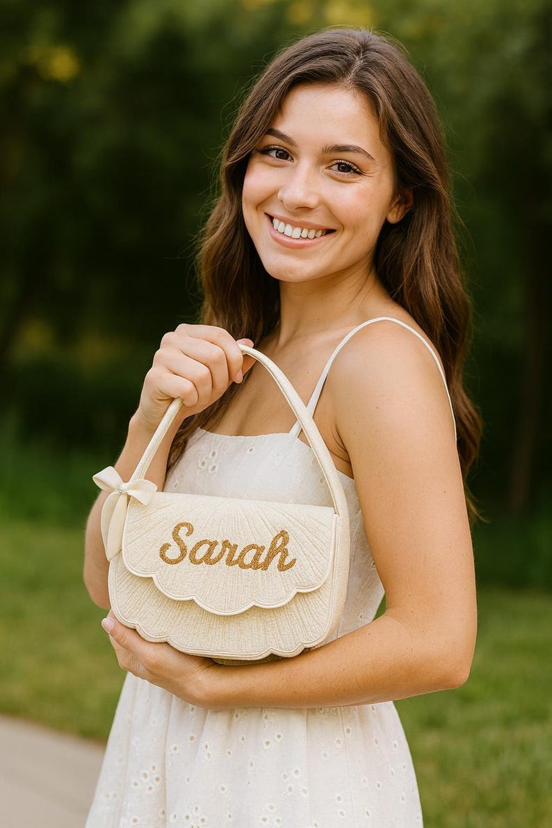 Beaded Bag, Ribbon Shoulder Bag, Custom Name Bag, Personalized Purse, Bridal Bag, Wedding Clutch, Personalized Handbag, Bridal Shoulder Bags image 3