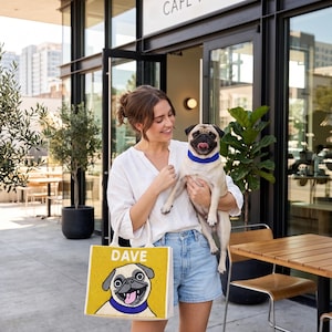 Borsa tote personalizzata con perline per animali domestici, borse tote personalizzate per cani, borse tote personalizzate per gatti con perline, borse tote con ritratti di animali domestici, borsa per animali domestici realizzata a mano con perline, borsa tote personalizzata per mamme di cani immagine 3