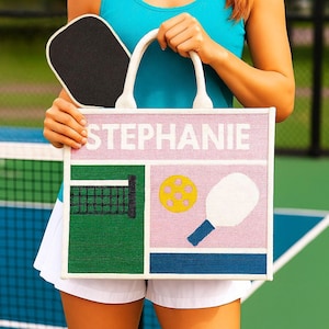 Sac de pickleball personnalisé, Sac fourre-tout à monogramme personnalisé, Organiseur de matériel de pickleball, Sac de pickleball, Porte-monnaie surdimensionné avec nom personnalisé, Cabas personnalisés Design 1