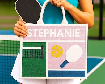Personalized Pickleball Bag, Custom Monogram Tote, Pickleball Gear Organizer, Pickle Ball Bag, Custom Name Oversized Purse, Customized Totes