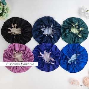 Reversible Satin Bonnets for Sleep, Double Layer Hair Cap for Curly Natural Hair, Soft Silk Feel Night Protection Women Kids Baby Care Sleep
