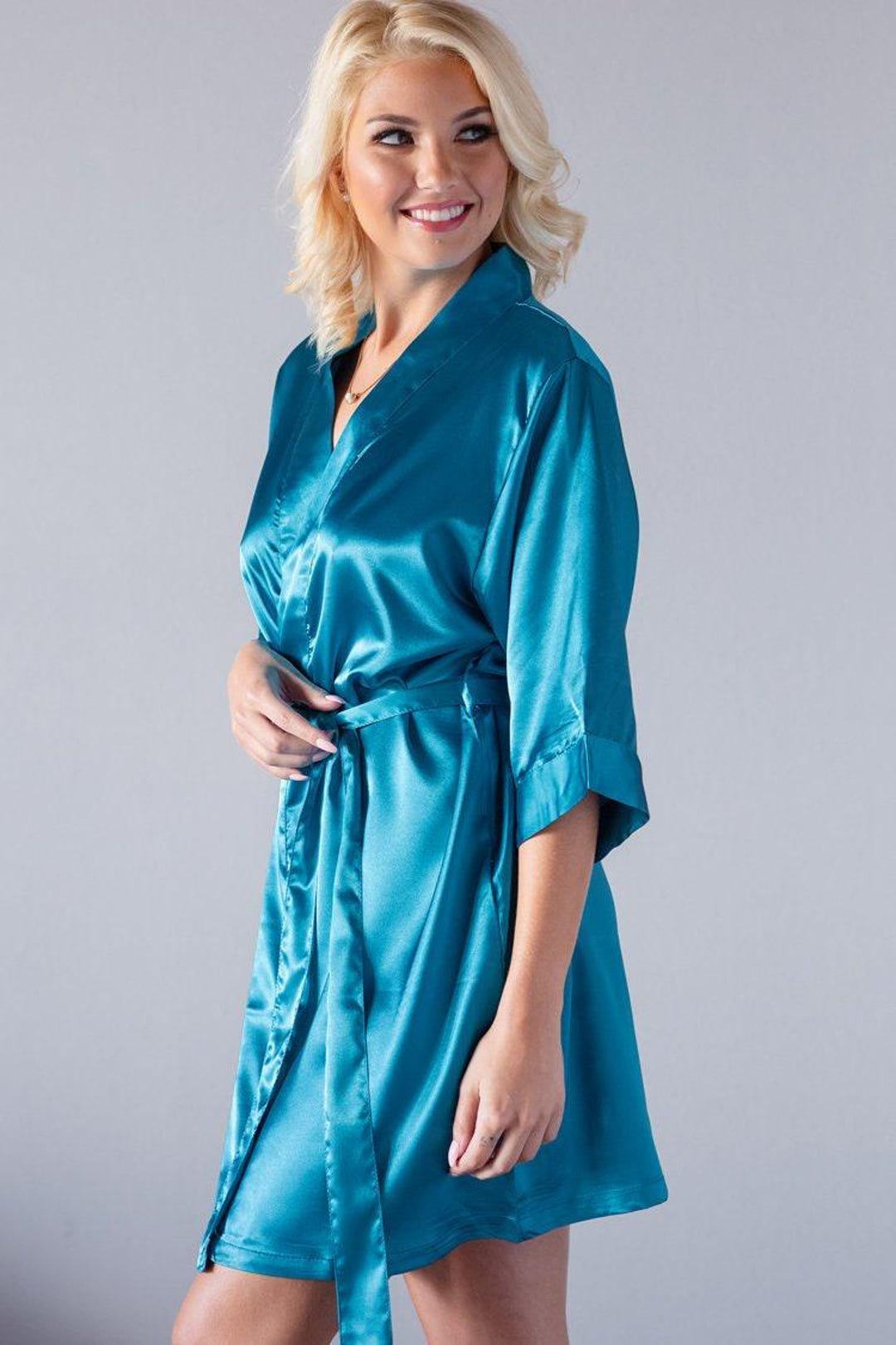 Blue Star Pattern Robe Scuba Blue Flower Girl Robes | Personalized Satin Robes | Custom Satin ...