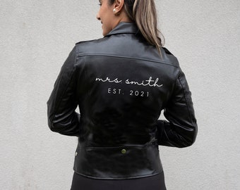 Personalized Mrs. Leather Jacket for Brides, Wedding Party Leather Jacket, Personalized Leather Jacket, Bachelorette Party Leather Jackets