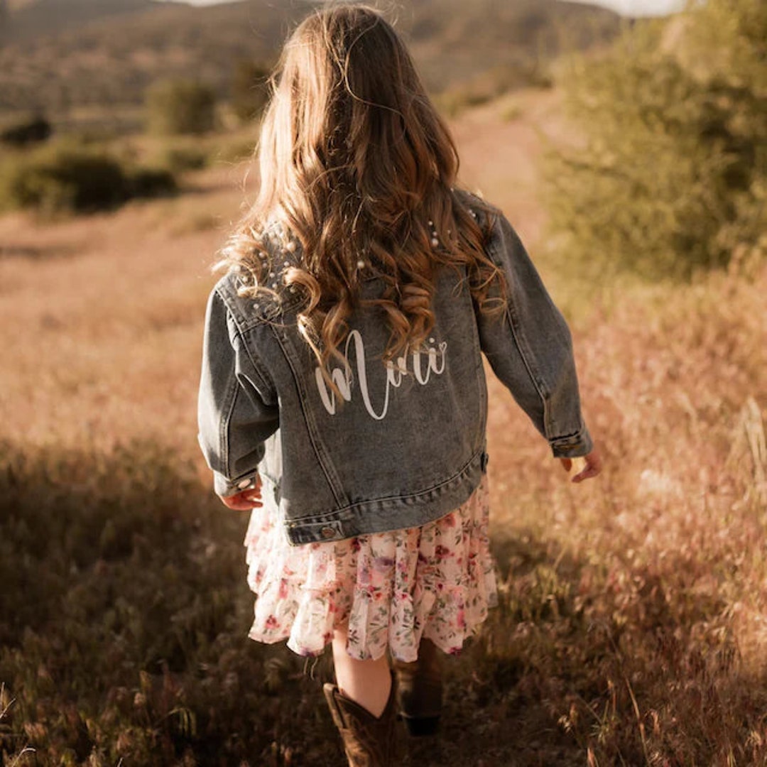 Flower Girl Jean Jacket, Custom Flower Girl Denim Jacket, Flower Girl