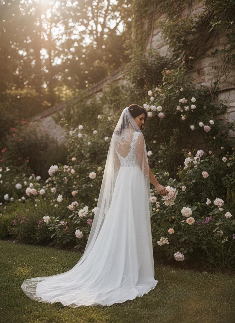 Celestial Wedding Veil, Moon Star Veil, Constellation Veil, Astrology Bridal Veils, Starry Night Veils, Cosmic Bridal Veils, Celestial Veils image 4