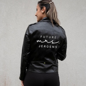 Custom Bridal Mrs Leather Jacket, Personalized Bride Mrs Leather Jacket, Custom Leather Jacket, Bridal Leather Jacket, Bachelorette Jackets