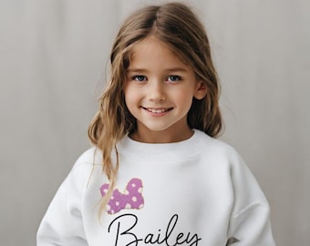 Sudadera para niños con nombre, regalos para ella, regalos para niñas, sudaderas personalizadas con lazo, suéter personalizado para niños pequeños, regalo de Navidad para niñas