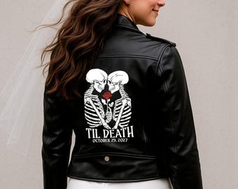 Bis zum Tod Kunstlederjacke, personalisierte Junggesellinnenabschied Lederjacken, Brautdusche Lederjacke Geschenke, maßgeschneiderte Brautjacken