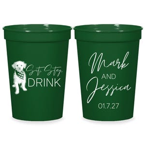 &quot;Sitz, Bleib, Trink&#39; Hochzeits-Stadium Cup, Benutzerdefinierte Haustier-Hochzeits-Stadium-Cup, Benutzerdefinierte Haustier-Stadium-Cup Hochzeitsbevorzugungen, Hochzeits-Haustier-Stadium Cup (198)