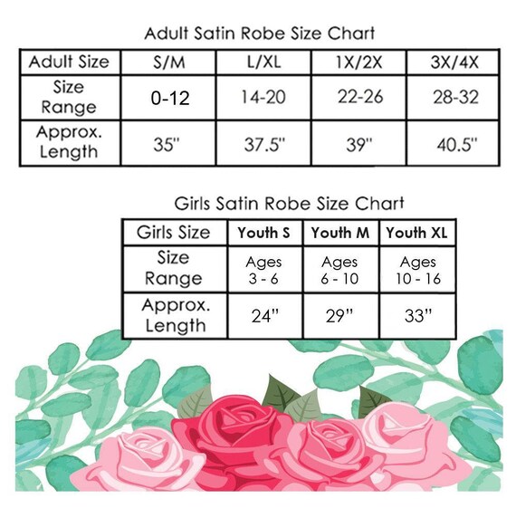 Satin Robe Size Chart