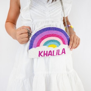 Rainbow Kids Clutch, Children’s Custom Fashion Clutch, Personalized Purse for Toddler, Custom Name Handbag for Girls, Kids Custom Clutch Bag