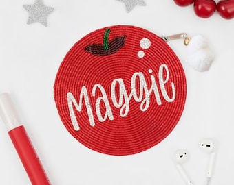 Cherry Kids Coin Purse Personalized Cherry Coin Purse for Girls Custom Coin Holder, Custom Cherry Coin Pouch Kid Custom Kids Coin Purse Gift