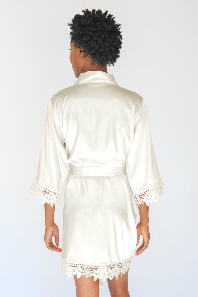 Ivory Lila Lace Robes, Ivory Satin Robes, Ivory Lace Robes, Wedding ...