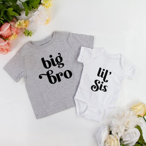 Big Bro Shirts, Big Bro Tees, Big Brother T-Shirts, Lil Sis Onsies, Lil Sis Custom Onsies, Little Sister Onsie, Siblings Matching T-Shirt