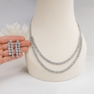 Bridal Necklace and Earring Set, Jewelry Set Gift, Dainty Bridal Necklace Set, Bride Jewelry Set, Bridesmaid Jewelry Set, Bridal Jewelry Set