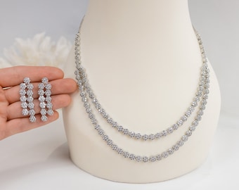 Bridal Necklace and Earring Set, Jewelry Set Gift, Dainty Bridal Necklace Set, Bride Jewelry Set, Bridesmaid Jewelry Set, Bridal Jewelry Set