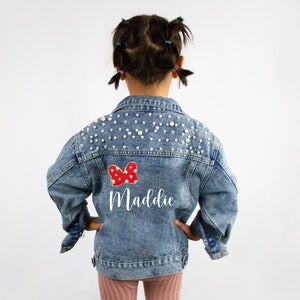 Blue Pearl Denim Jacket, Personalized Name Kid's Jean Jacket, Custom Jean Jacket for Kids Gifts, Personalized Blue Pearl Denim Jacket Gifts image 2