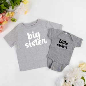 Big Sister T-Shirt, Little Sister Onsie, Big Sister Tee, Big Sister and Little Sister Matching Set, Sisters Matching T-Shirt and Onsie Set