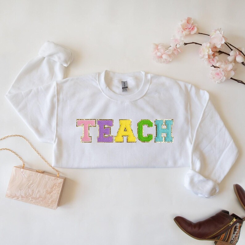 Teacher Shirts, Custom Teacher Tee, Personalized Teacher Shirt, Teacher Chenille Patch, New Teacher Gift, Teacher T-Shirt Gift, Teacher Gift image 9