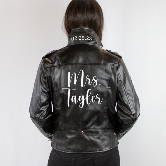 Mrs. Leather Jacket Personalized Mrs Leather Jacket Bride 