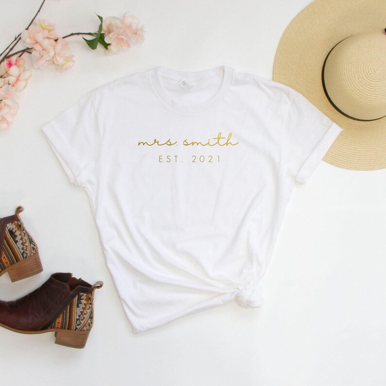 Personalized Mrs. T-Shirts, Bachelorette Party Tees, Wedding Party T-Shirts, Customized Bridal T-Shirts, Custom Mrs. Tees Gifts, Bach Tees image 5