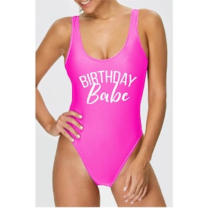 Birthday Babe One Piece Swimsuit - Birthday 1 Piece - High Cut Swimsuit - Birthday Party Swimsuit- Personalized Birthday Swimsuit (26)