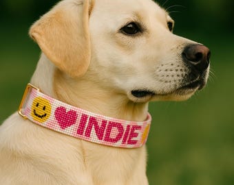 Custom Name Dog Collar, Personalized Seed Bead Collar, Custom Beaded Dog Collar, Personalized Beaded Dog Collar, Dog Collar With Custom Name