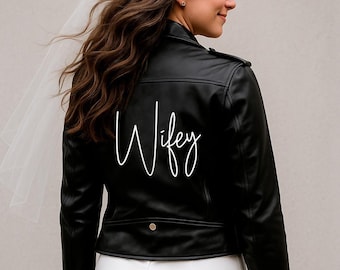 Giacca in finta pelle personalizzata per la sposa, giacca in pelle per feste di matrimonio, giacca in pelle personalizzata, giacca in pelle per addio al nubilato