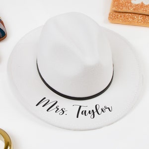 Mrs Hat, Mrs Fedora Hat, Custom Mrs Hat, Bride Hat, Bridal Hat, Wedding Hat, Bachelorette Party Hats, Bridal Shower Hats, Custom Bride Hat