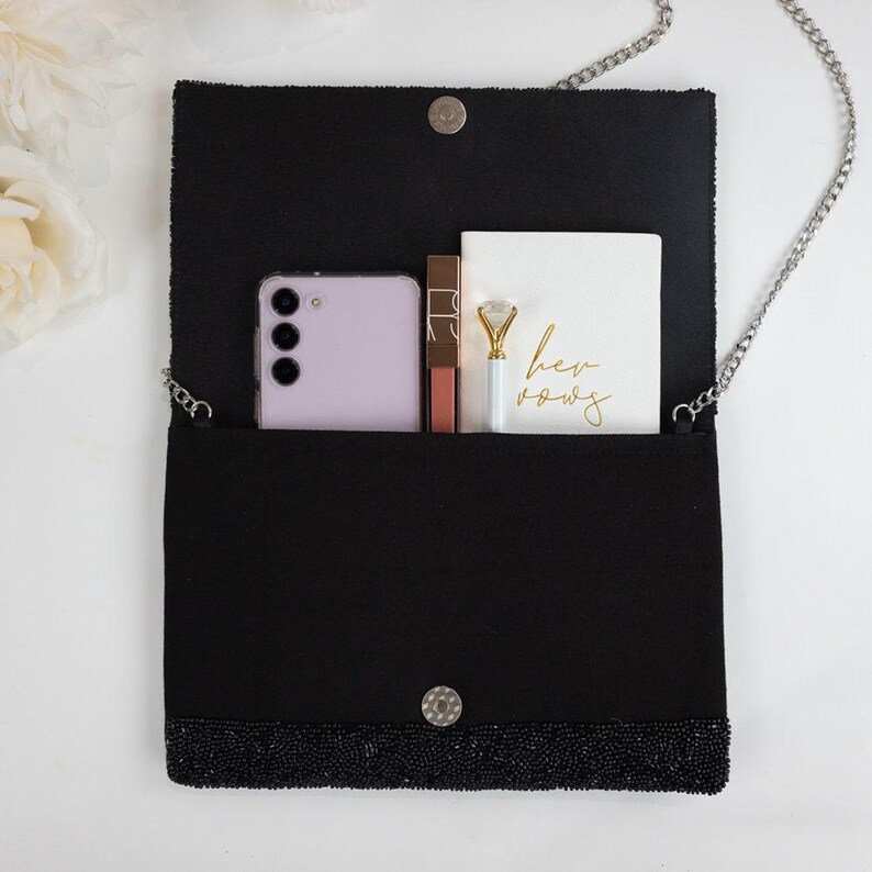 Black Bridal Clutch, Black Wedding Clutch, Beaded Black Clutch, Seed Bead Black Clutch, Black Clutch Purse, Custom Black Clutch, Clutch Bags
