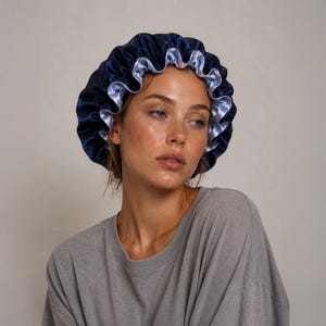 Cuffia in raso setoso per capelli ricci, cuffia a doppio strato per adulti, cuffia in raso setoso per dormire, cuffia reversibile in raso per capelli naturali immagine 13