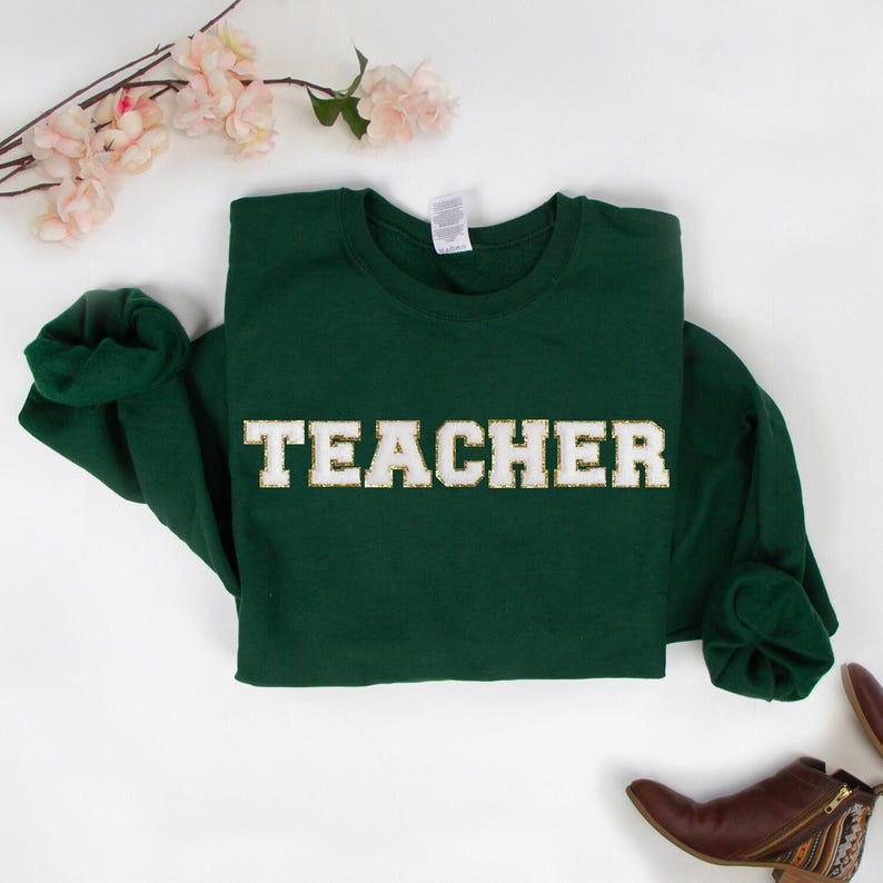 Teacher Shirts, Custom Teacher Tee, Personalized Teacher Shirt, Teacher Chenille Patch, New Teacher Gift, Teacher T-Shirt Gift, Teacher Gift image 2