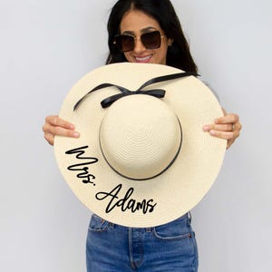 Custom Floppy Beach Hat, Sun Hat, Personalized Sun Hat, Bride to be Gift, Honeymoon Beach Hat, Bride Hat, Bride Gift, Bachelorette Trip Hat