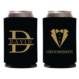 Groomsmen Can Coolers, Personalized Groomsman Can Cooler, Custom Bachelor Party Beer Huggers, Personalized Bachelor Party Beer Huggers (129)