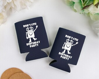 Birthday Can Coolers, Custom Birthday Party Favors, Robot Birthday Can Coolers, Personalized Can Coolers, Birthday Party Can Coolers (45)