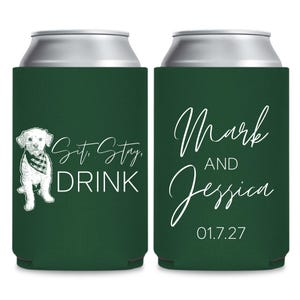 Sit, Stay, Drink Wedding Can Coolers, Personalized Pet Wedding Can Cooler, Custom Pet Can Cooler Wedding Favor, Wedding Pet Can Cooler (198)