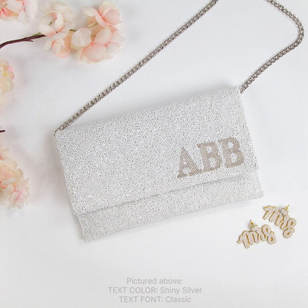 Personalized beaded bridal clutch shop