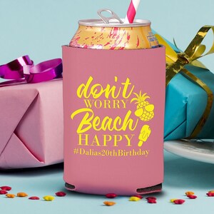 Customized Birthday Can Coolers, Beach Birthday Party Can Coolers, Birthday Can Coolers, Party Can Coolers, Party Favors (33)