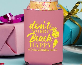 Customized Birthday Can Coolers, Beach Birthday Party Can Coolers, Birthday Can Coolers, Party Can Coolers, Party Favors (33)