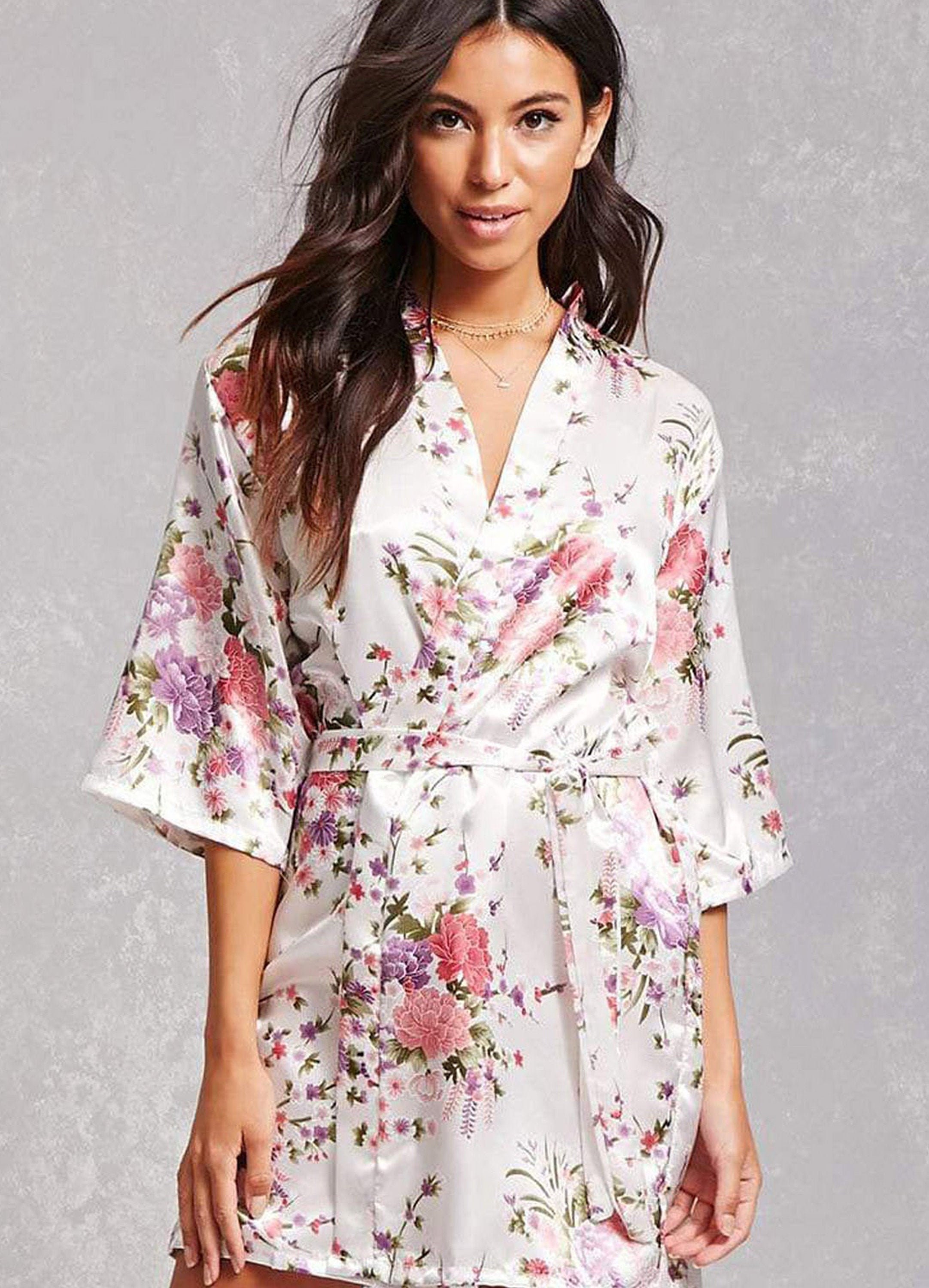 grey floral robe