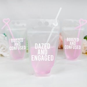 Custom Bachelorette Party Drink Pouches, Personalized Bride's Crew Beverage Bags, Cocktail Bag Favor Options, Drink Pouch with Straw Favors