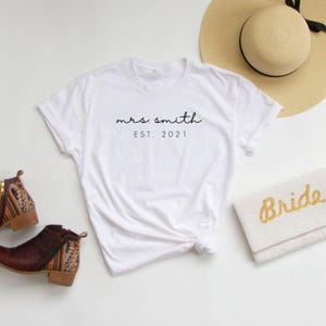 Personalized Mrs. T-Shirts, Bachelorette Party Tees, Wedding Party T-Shirts, Customized Bridal T-Shirts, Custom Mrs. Tees Gifts, Bach Tees image 2