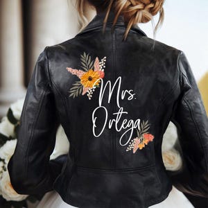 Personalized Bridal Leather Jacket, Customized Wedding Jacket, Custom Mrs Jacket, Custom Mrs Leather Jacket, Customized Bride Leather Jacket