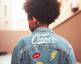 Youth Casual Wear with Patches, Children's Embellished Denim Jackets, Kids Stylish Patched Denim Jacket, Children's Fashion Patchwork Jacket