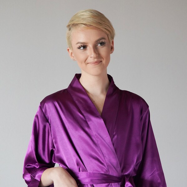 Eggplant Cute Print Pattern Women Long Robe