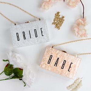 Bride Clutch Bag, Babe Acrylic Box Clutch Purse, Personalized Clutch Bags, Wedding Clutch Purse, Marbled Box Clutch Bag, Bridesmaid Clutches