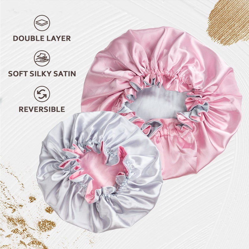 Silky Satin Sleeping Bonnet, Hair Bonnet for Women, Curly and Natural Hair Silky Satin Bonnet Gift, Reversible Satin Bonnet Gifts for Women image 4