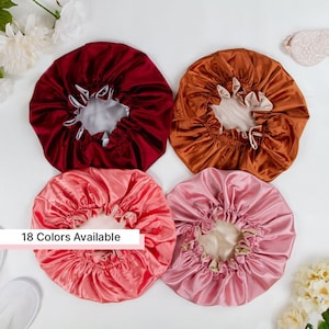 Silk Satin Bonnet, Reversible Satin Bonnet, Sleep Bonnet, Silk Hair Bonnet, Double Layer Bonnet, Satin Bonnet for Curly Hair, Custom Bonnets