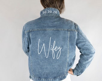 Blue Denim Jacket, Custom Bridal Jean Jacket, Custom Bride Denim Jacket, Mrs Denim Jacket, Personalized Bachelorette Party Denim Jacket Gift